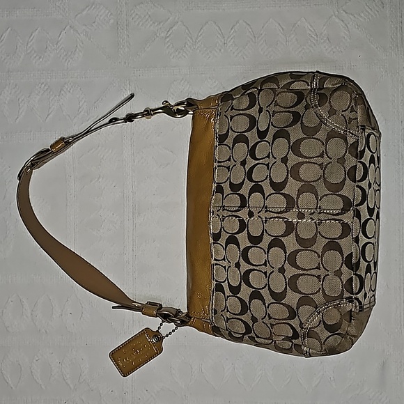 VTG Coach purse Y2K brown and patent leather yellow gold 12562 - Picture 6 of 12